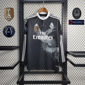 Camiseta Real Madrid 14/15 Terceiro (Todos os Patches) - (Retro) Manga Larga